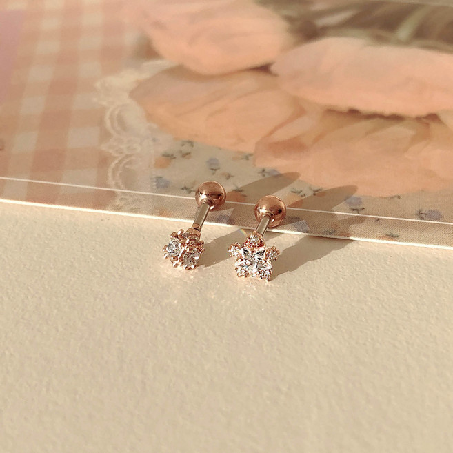 써지컬스틸 큐빅 별 레이어드 피어싱 (2color)