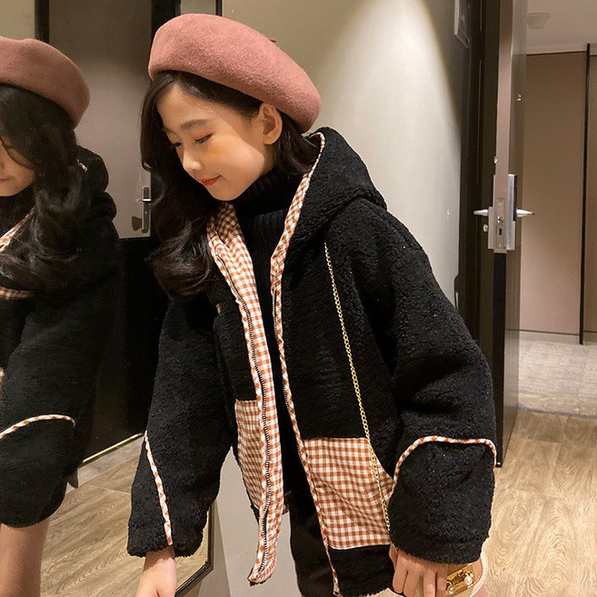 아동복 면화 패딩 옷 2020 가을과 겨울 새로운 중국 어린이 한국 스타일 양모 면화 패딩 재킷 소녀 후드 패딩 코트