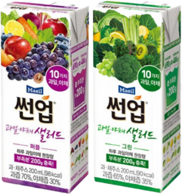 썬업 과일야채샐러드 200ml 퍼플12팩+그린12팩, 1세트