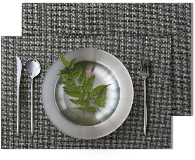 라벨르 PVC 방수 플레이팅 테이블 식탁 매트 2P, 1세트, 45.5 x 30 cm, 메탈골드실버