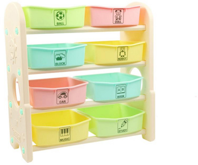 유아용품 장난감보관 파스텔 4단 8구 정리함 인형 트레이 수납박스 트롤리 레고, 1개