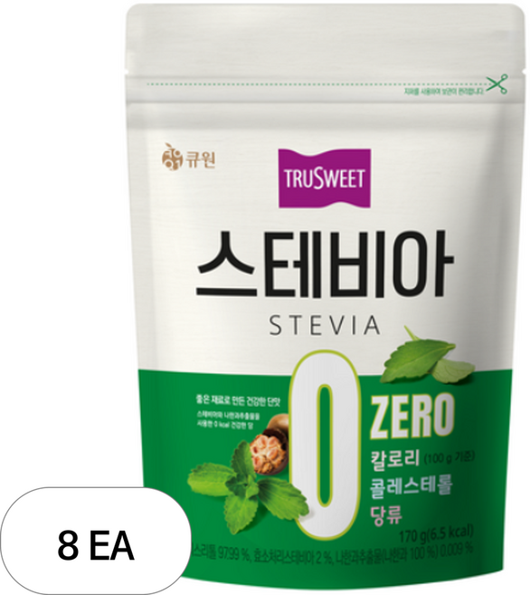 큐원 트루스위트 스테비아 / 에리스리톨 설탕대체 감미료, 170g, 8개
