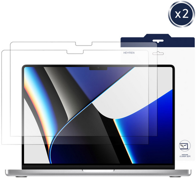 헤이맨 맥북 프로 14인치 M3 M3Pro M3Max A2918 저반사 액정보호필름 2매