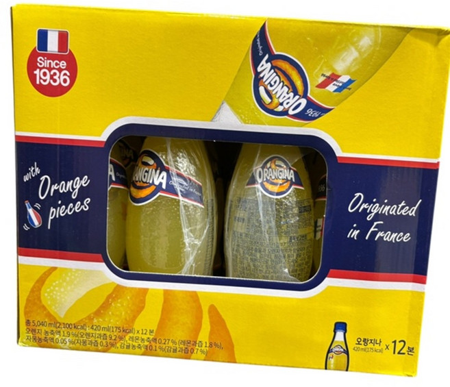 오랑지나 스파클링 오렌지, 12개, 420ml