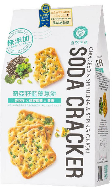 自然主意 奇亞籽藍藻蔥餅蘇打餅, 1個, 奇亞籽x螺旋藍藻x青蔥