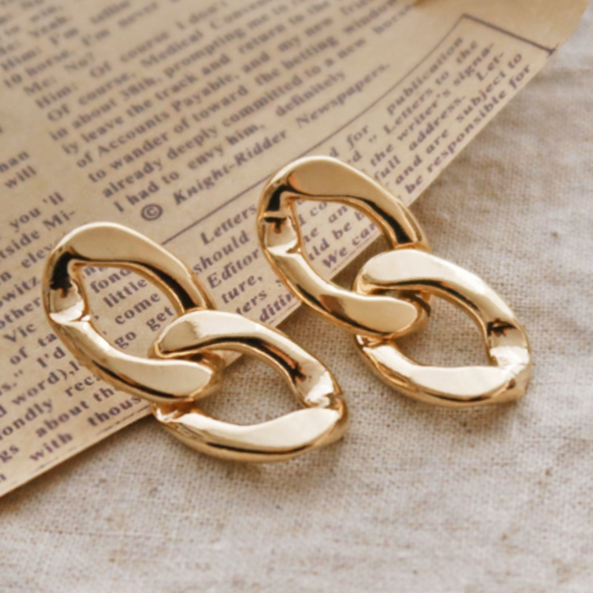 물든 루시 볼드 사슬 링 드롭귀걸이 (2colors)