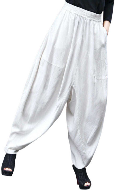 ROYALBELLE 여자 봄여름 배기팬츠 와이드 똥싼바지 9부팬츠 항아리바지 무지 V12513