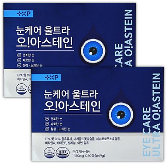 비타민하우스 눈케어 울트라 오아스 테인 슈퍼 루테인 오메가 아스타잔틴 건조한 눈, 2개, 60정
