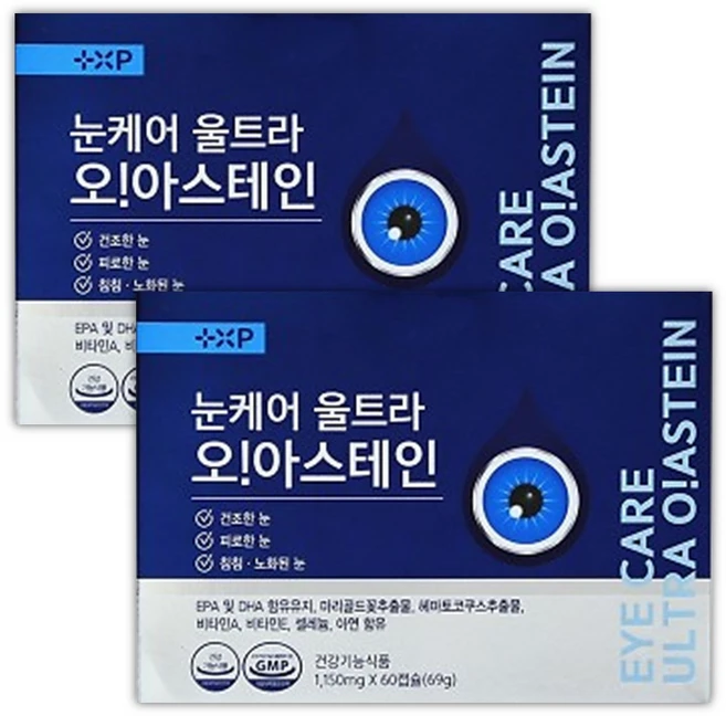 비타민하우스 눈케어 울트라 오아스 테인 슈퍼 루테인 오메가 아스타잔틴 건조한 눈, 2개, 60정 - 쿠팡