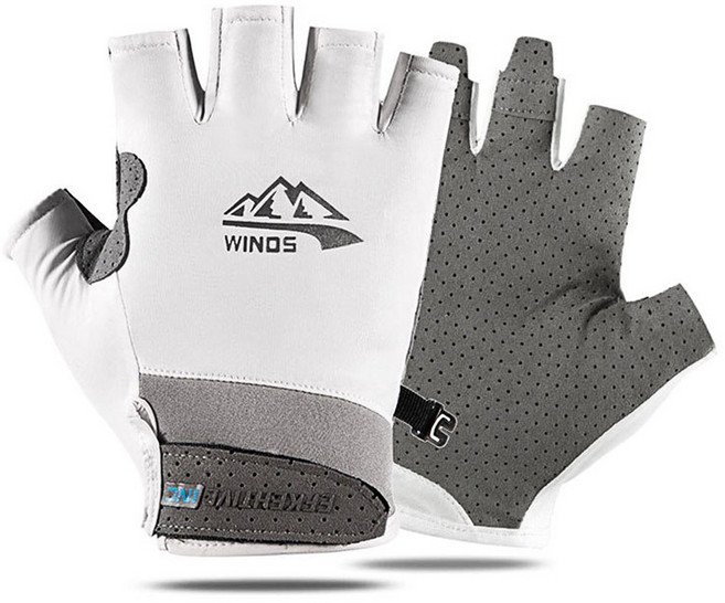 Karsaer 메쉬 쿨링 반장갑 여름낚시장갑 자전거 헬스 초경량 손잡이 보호 G0136, 흰색, 1개