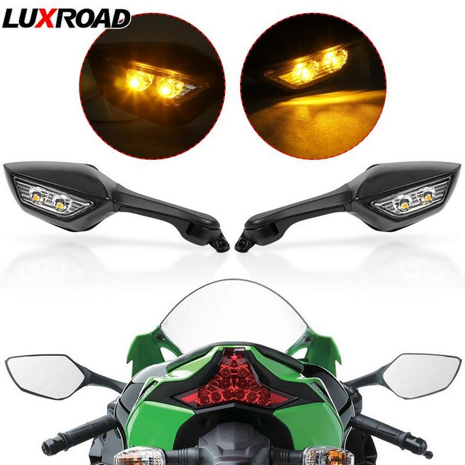 가와사키 닌자 zx-10r zx10r zx 10r 2011 2012 2013 2014 2015 용 led 회전 신호등이있는 오토바이 백미러, 1 쌍, 1개