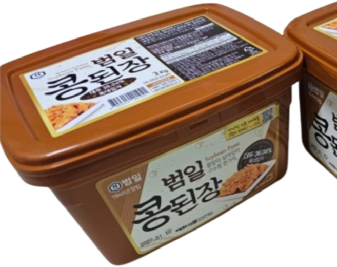 시판된장 범일콩된장 특대입자 3kg 저온숙성으로 맛있는 고깃집 된장찌개용 가정용 [원산지:상세설명에 표시] 콩알이 살아있는 된장, 1개