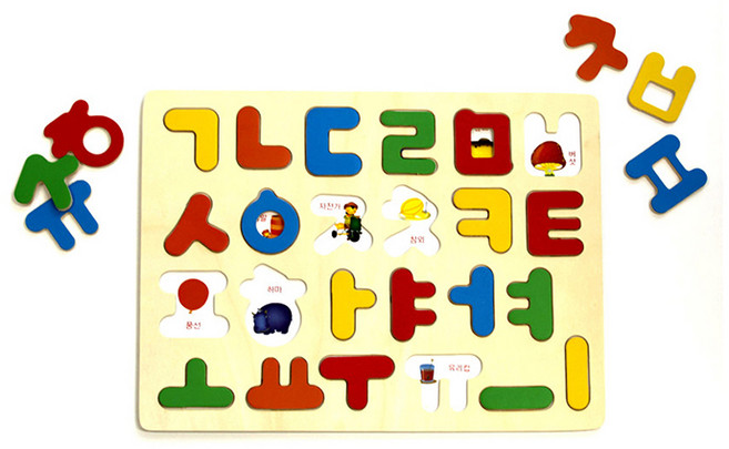 한글퍼즐 소 놀이 유아 발달 원목 교구 장난감, 단일상품/단일상품, 1개
