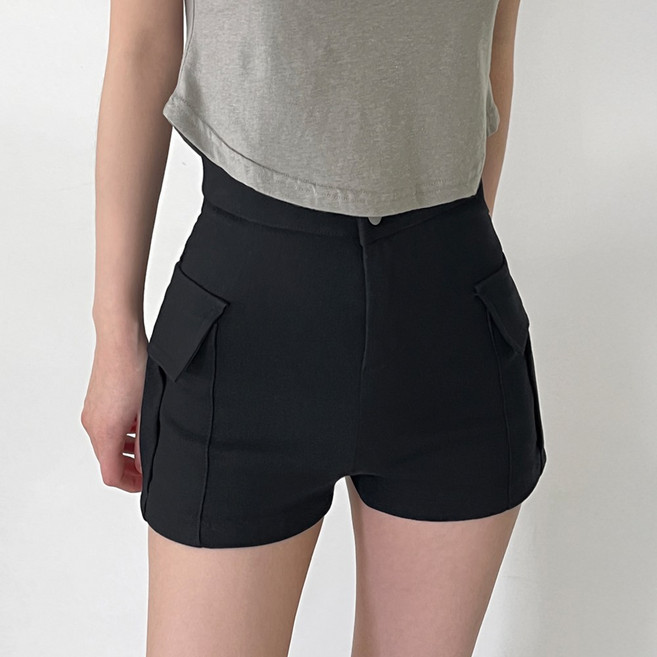 잇진 여성 쫀쫀 스판 슬림 카고 3부 반바지 숏팬츠