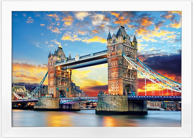 1000피스 직소퍼즐 런던 타워브릿지의 야경 (액자옵션선택) AL3020, 1개, 퍼즐+우드화이트 직소퍼즐액자포함, 1000조각