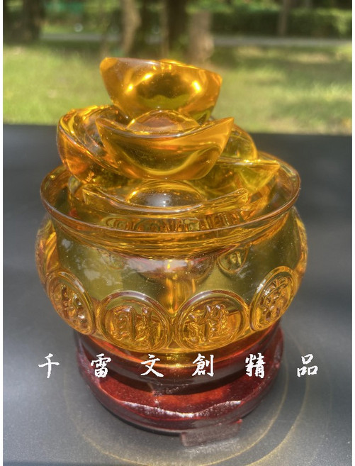 聚寶盆 元寶 木底座 招財進寶 風水擺件