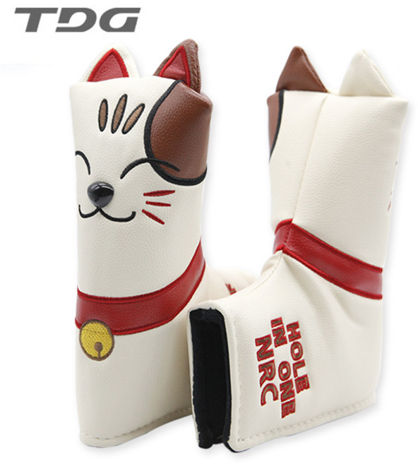 [티디지] Hi Lucky Kitty 럭키 키티 골프 헤드 커버 퍼터 블레이드, 1개