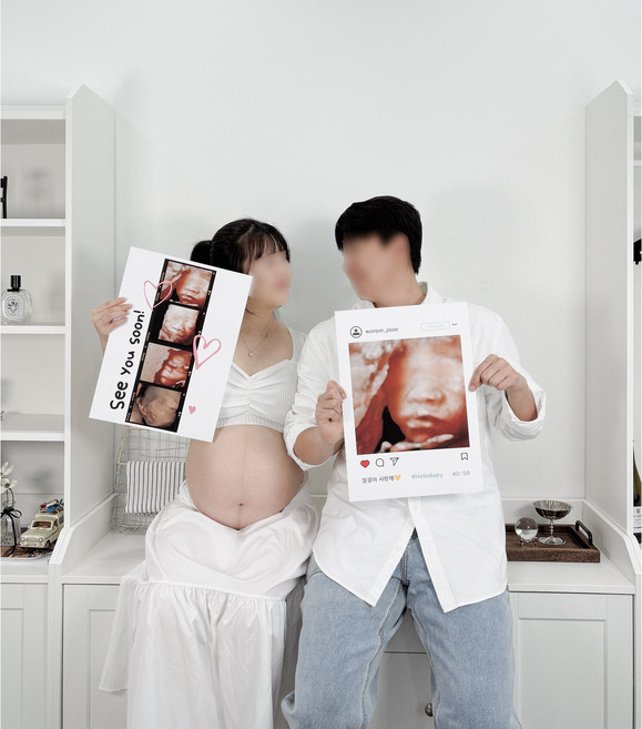 만삭촬영소품 임신포스터 초음파사진 인쇄 보관, 1개, A타입