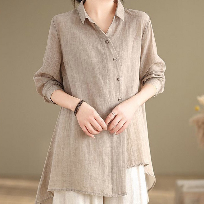 드마엘 오르타 여성 린넨 얇은 베이직 셔츠 (2color)+델로나