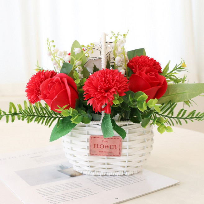어버이날 카네이션 비누꽃 바구니, 레드벨라바구니, 1개