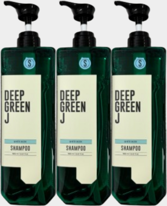 제이숲 딥그린제이 비건샴푸 화이트머스크향 어성초 약산성 저자극샴푸, 1L, 3개