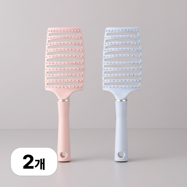 로멀리 엉킴방지 볼륨업 헤어 브러쉬, 1개, 블루+핑크