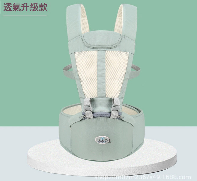 DIU 嬰兒揹帶寶寶腰凳輕便純棉前抱式兩用坐凳外出輕鬆抱娃神器, 腰凳純棉綠色