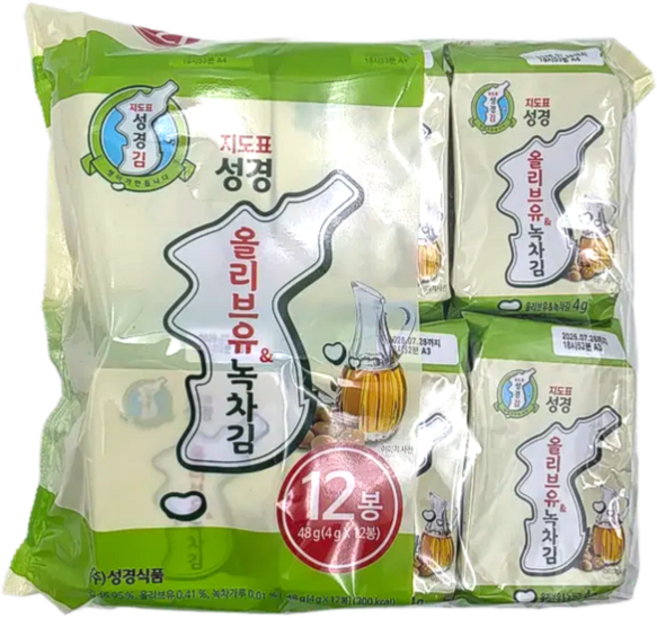 성경식품 올리브 녹차 식탁김, 36개, 4g