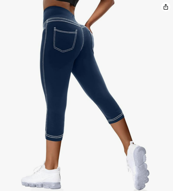 [하이웨스트 요가팬츠] 페이크청 레깅스 7부|힙업 효과! 하이텐션 요가바지/운동복/애슬레저룩