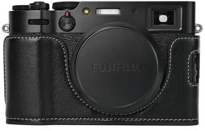 카메라 가방 카메라 가방 PU 가죽 하프 바디 케이스 후지필름 X100V 후지 x100v 배터리 개방 하단 커버, 02 Black, 1개