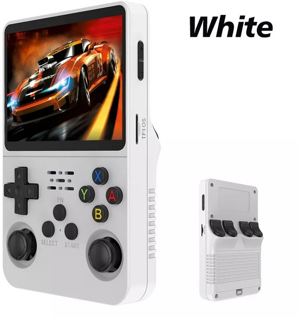 R36S 레트로 휴대용 비디오 게임 콘솔 리눅스 시스템 35인치 IPS 화면 R35s Pro 포켓 플레이어 128GB, 2) White, 1)White