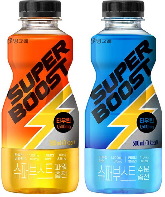 빙그레 슈퍼부스트 에너지드링크 500ml 2종 혼합(파워충전12+수분충전12) 총 24개, 수분충전12+파워충전12