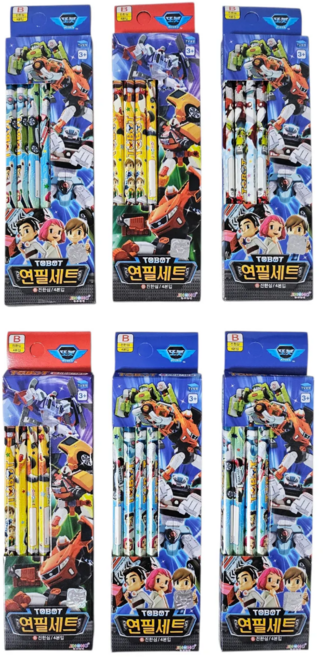 [현투몰] 또봇 연필세트 4본 신학기 단체선물 어린이집 유치원 생일 답례품 학용품 문구세트, 6팩, 연필 4P