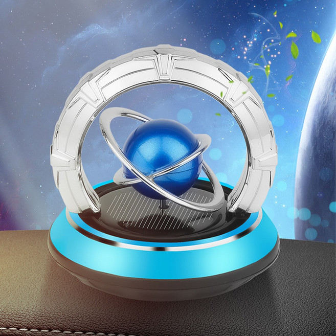 TKB 차량용 오로라 링 태양열 회전 방향제, 스페이스 링 방향제 실버, 1개