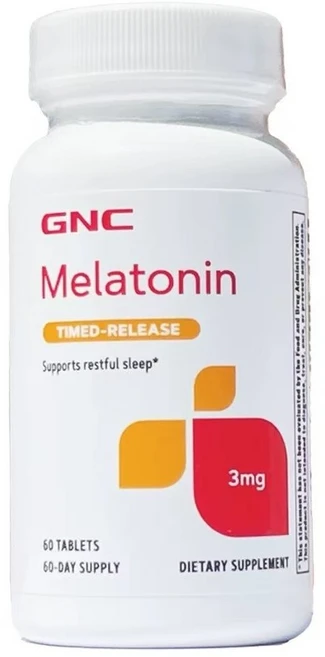 GNC 3MG 식물성 time release (서방형) 멜라토닌, 1개, 60정 - 쿠팡