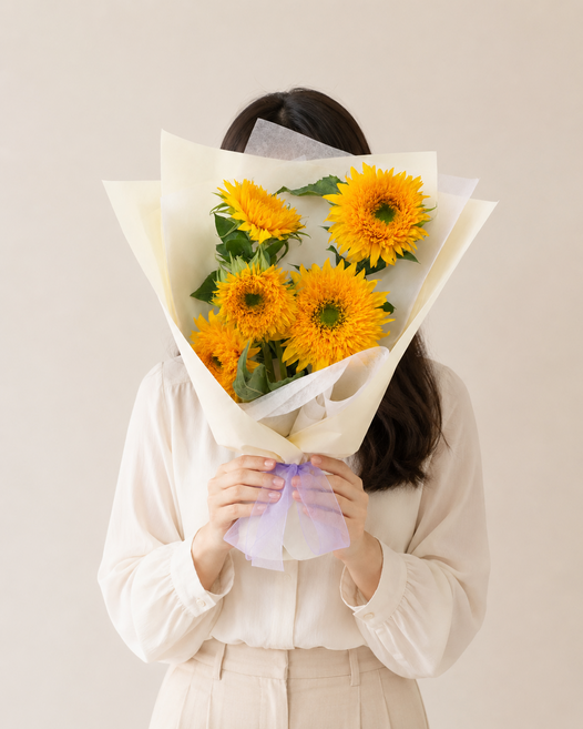 테디베어 해바라기 고흐 해바라기 생화 꽃다발 꽃배송 꽃배달 부부의날 성년의날 승진 졸업 꽃기념일 로즈데이 집들이, 1개, 테디베어 5송이