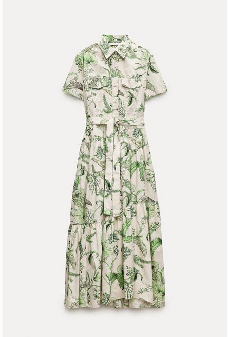 자라 여름 여성 플로랄 프린트 셔츠 롱 미디 드레스 원피스 2183058