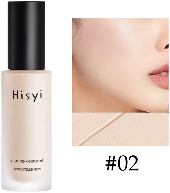 HISYI 보습 윤곽 파운데이션 미백 방수 및 땀 방지 메이크업 컨실러 오래 지속되는 메이크업 화장품, [01] 02, 1개