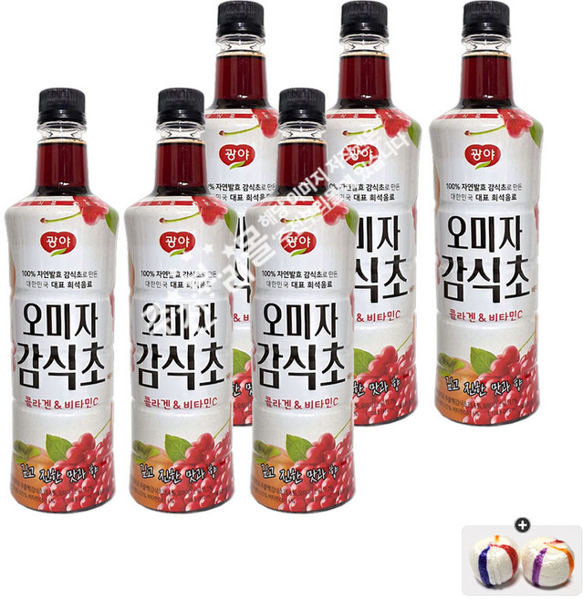 광야 오미자 감식초 (970ml) x 6개+자색옥춘사탕 20g 세트, 6개, 970ml