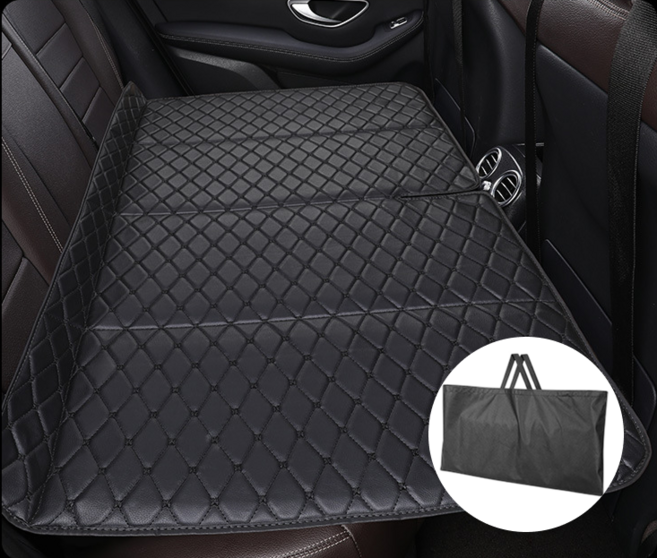천끝 자동차 뒷자석 매트 접이식 차박 매트리스, 화이트스티치