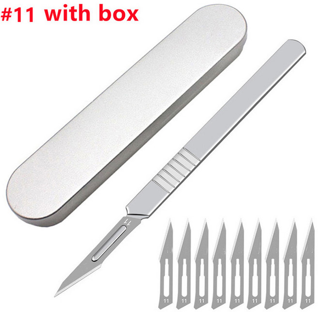 탄소강 조각 금속 메스 블레이드 핸들 DIY 절단 수리 칼 도구 키트 상자 미끄럼 방지, [04] 빨간, 1개