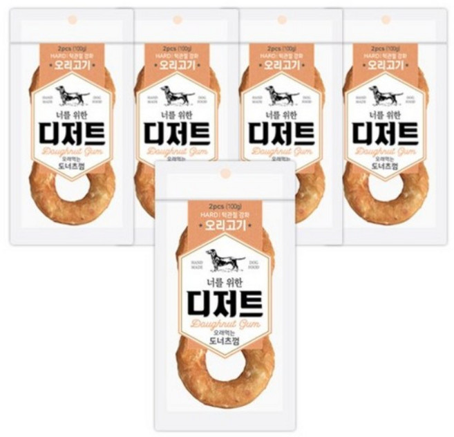 너를위한디저트 강아지 오래먹는 도너츠껌, 오리고기, 100g, 5개