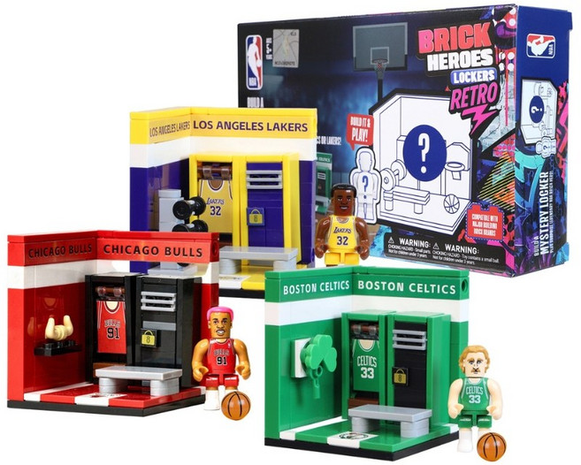 BRICK HEROES NBA 復古神祕球員置物櫃 奈米積木, 隨機, 1個