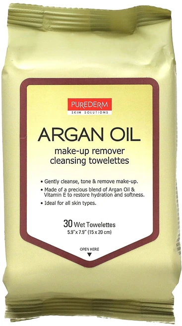Purederm 메이크업 리무버 클렌징 티슈 아르간오일 젖은 티슈 30매 Purederm (퓨어덤), Purederm, 메이크업 리무버 클렌징 티슈, 아르간 - 쿠팡