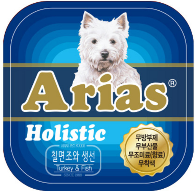 아리아스 강아지 홀리스틱 사각캔, 칠면조와생선, 100g, 16개