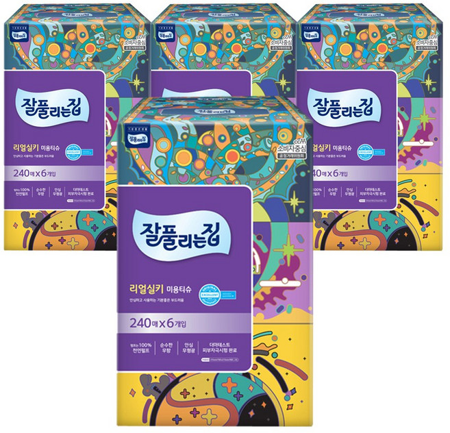 잘풀리는집 천연펄프 미용티슈 2겹, 240매입, 24개