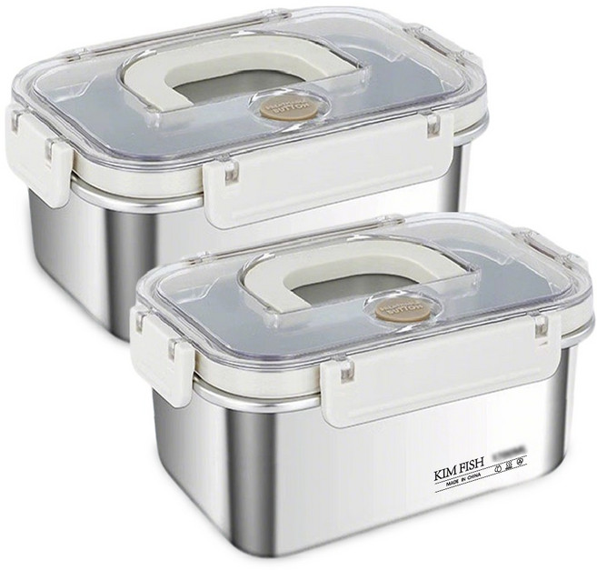 반찬통 스텐 김치통 스텐 보온 도시락통 스텐 밀폐용기 보온 다용도 김치통, 1700ML+2100ML, 1개