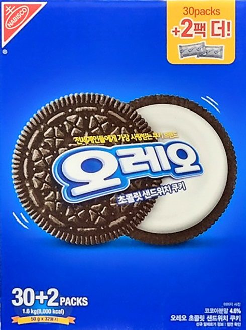 오레오 쿠키 대용량 개별포장 간식 나눔용, 1.6kg, 1개