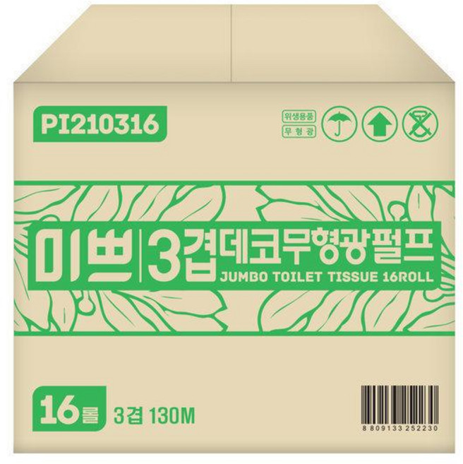 팜파스 점보롤화장지 미쁘 100무형광 3겹데코 꽃무늬, 팜파스 점보롤화장지 미쁘 무형광 3겹데코 꽃무늬, 1개, 1개입