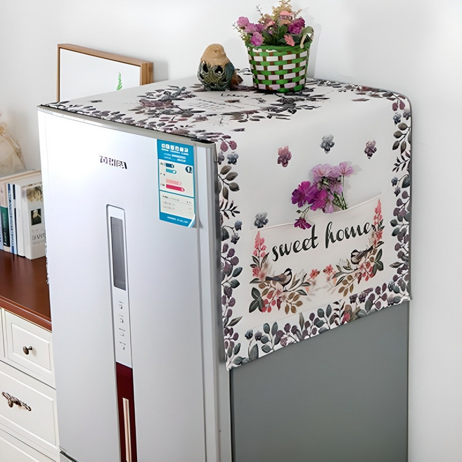 페어링 북유럽풍1 냉장고 덮개 커버, 꽃무늬 A